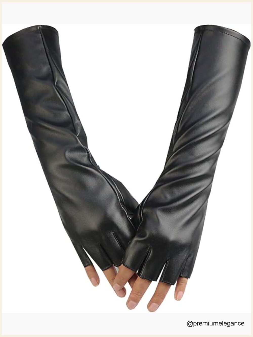 Fingerless PU Leather Gloves Long Arm Warmers Cosplay Costume Accessory